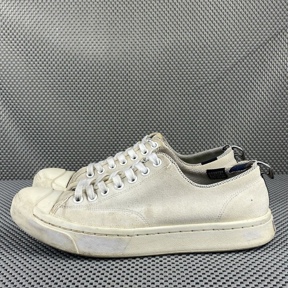 Converse Jack Purcell Shoes Mens 7 Womens 8.5 White Lace Up Low Top Sneakers - Picture 3 of 10